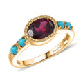 D'Joy Premium Orissa Rhodolite Garnet, Sleeping Beauty Turquoise Ring in 18K Vermeil YG Over Sterling Silver (Size 10.0) 1.80 ctw - Sticky add to cart bar