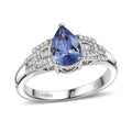 Luxoro 10K White Gold AAA Peacock Tanzanite, Diamond (I2) (0.16 cts) Ring (Size 10.0) 1.60 ctw - Sticky add to cart bar
