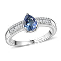 D'Joy Peacock Tanzanite, Diamond (0.16 cts) Ring in Rhodium Over Sterling Silver (Size 7.0) 0.90 ctw - Sticky add to cart bar