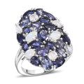 D'Joy Catalina Iolite, Malagasy Moonstone Cluster  Ring in Rhodium Over Sterling Silver (Size 10.0) 4.95 ctw - Sticky add to cart bar