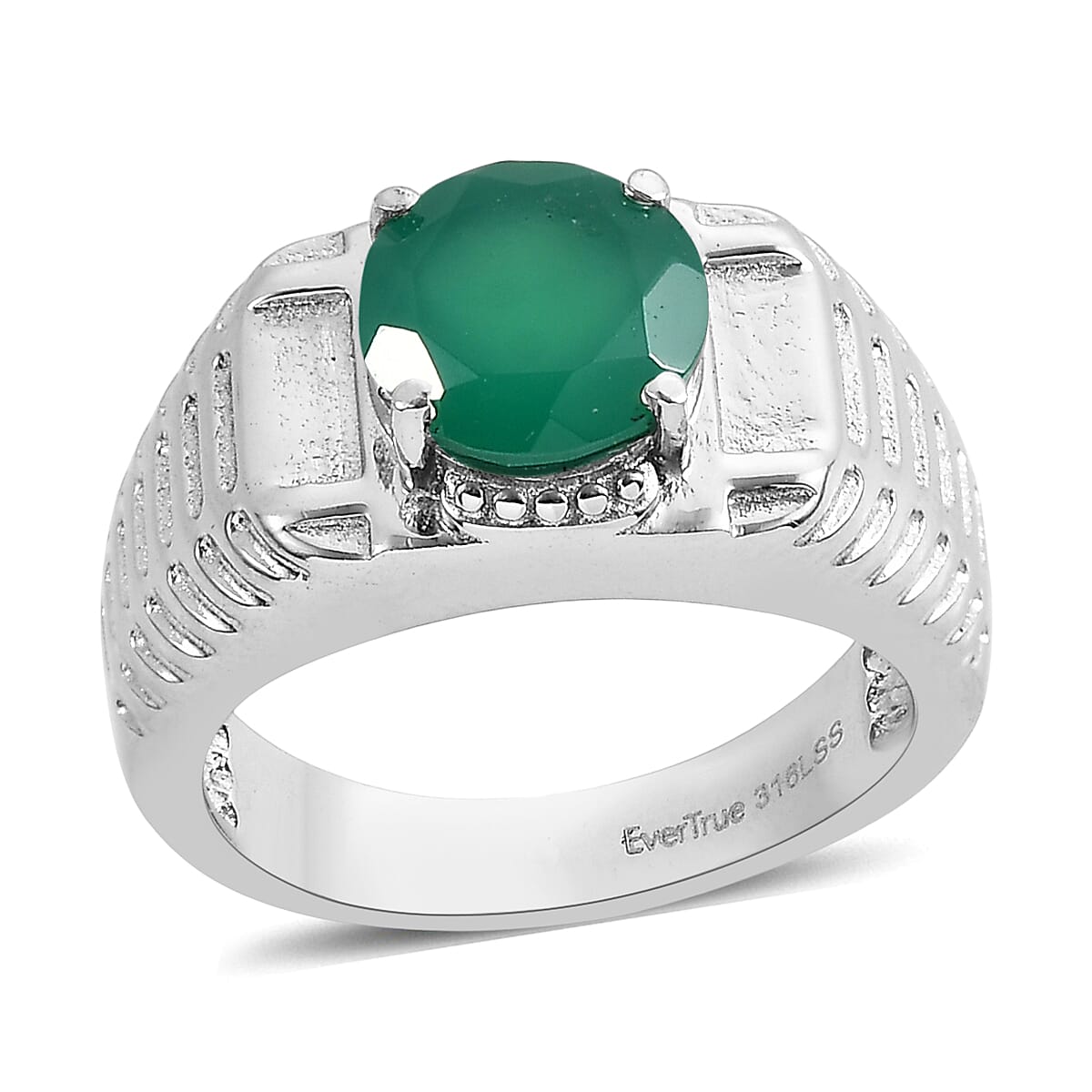 EverTrue Simulated Amethyst Color Diamond Men's Ring in Stainless Steel (Size 10.0) 5.30 ctw