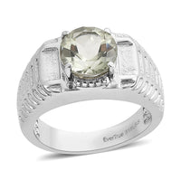EverTrue Simulated Amethyst Color Diamond Men's Ring in Stainless Steel (Size 10.0) 5.30 ctw