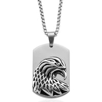 Eagle Pendant Necklace in Black Oxidized and Stainless Steel (20-22 Inches)