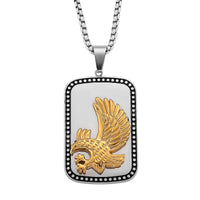 Eagle Pendant Necklace in ION Plated YG, Black Oxidized and Stainless Steel (20-22 Inches)