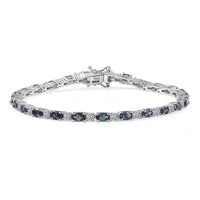 Luxuriant AAA Lab Grown Alexandrite and Lab Grown Diamond G-H SI 10.50 ctw Bracelet in Rhodium Over Sterling Silver (7.50 In)