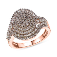 Doorbuster D'Joy Natural Champagne Diamond Ring in 18K Vermeil RG Over Sterling Silver (Size 10.0) 1.00 ctw