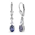 D'Joy Premium Catalina Iolite and White Zircon 1.70 ctw Crown Legacy Earrings in Rhodium Over Sterling Silver - Sticky add to cart bar