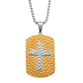 Hammered Cross Pendant Necklace in ION Plated YG and Stainless Steel (20-22 Inches) - Sticky add to cart bar