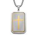 Simulated Diamond Reversible Cross Pendant Necklace (20-22 Inches) in ION Plated YG and Stainless Steel - Sticky add to cart bar