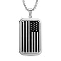 Simulated Diamond Reversible American Flag Pendant Necklace (20-22 Inches) in Stainless Steel - Sticky add to cart bar