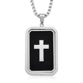 Simulated Diamond Reversible Cross Pendant Necklace (20-22 Inches) in Stainless Steel - Sticky add to cart bar