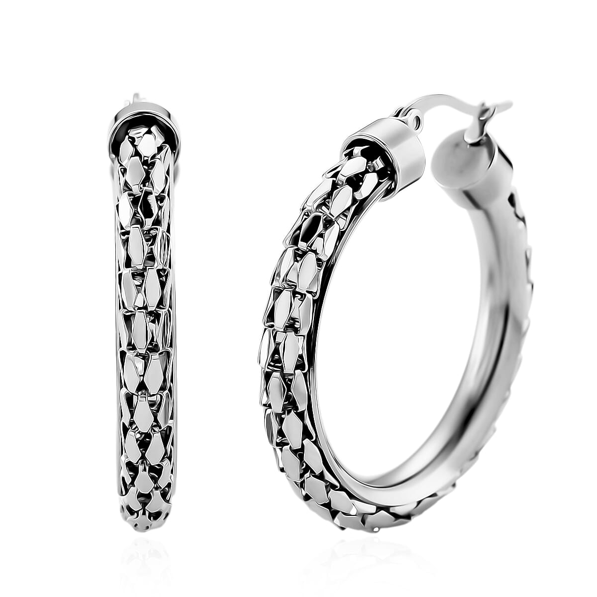 Facet Hoop Earrings in Stainless Steel