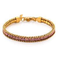 Pink Austrian Crystal Bracelet in ION Plated YG Stainless Steel (7.50 In)
