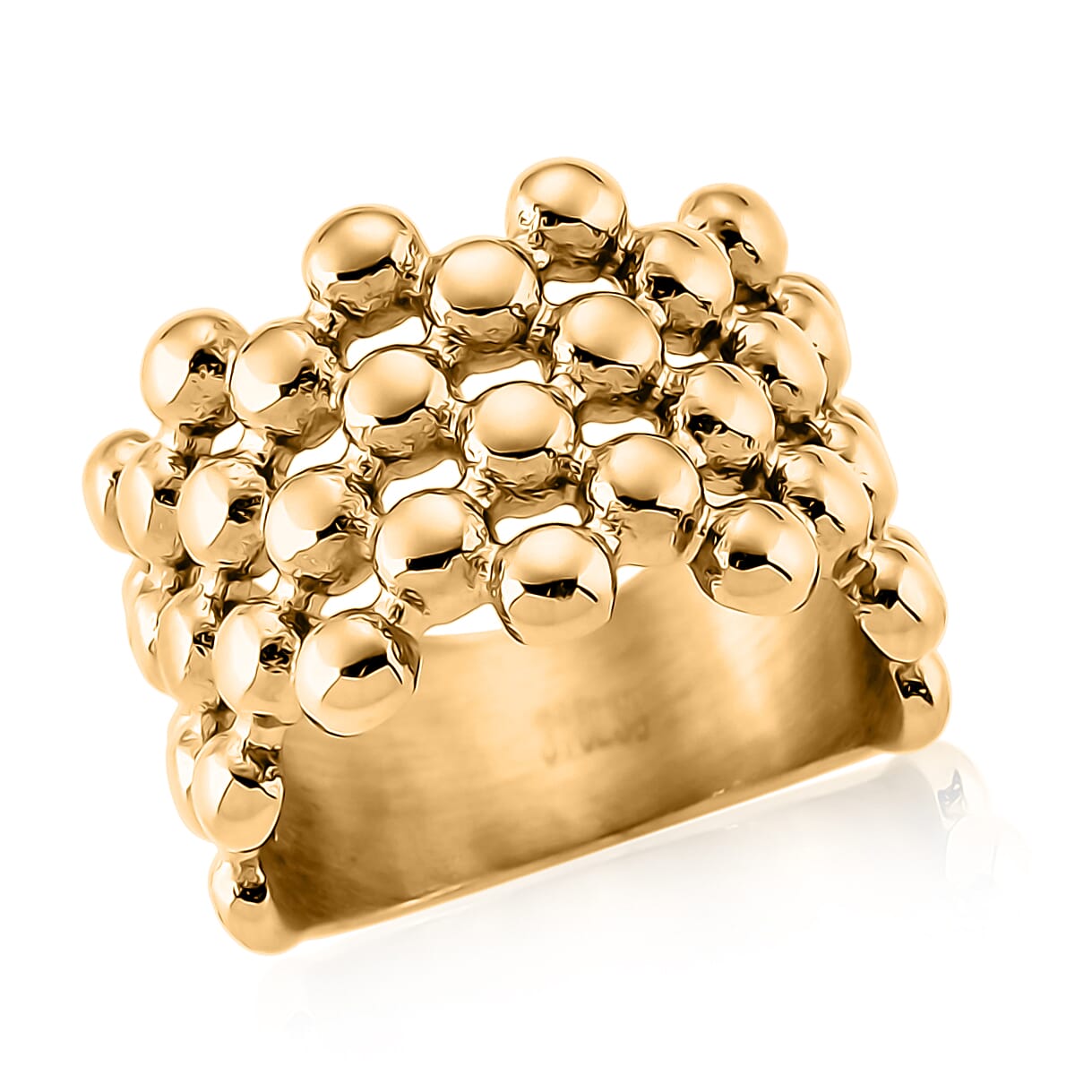 Bubble Shape Dome Steel Ring in ION Plated YG Stainless Steel (Size 10.0)