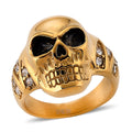 Simulated Diamond 0.30 ctw Bold Skull Ring in ION Plated YG Stainless Steel - Sticky add to cart bar