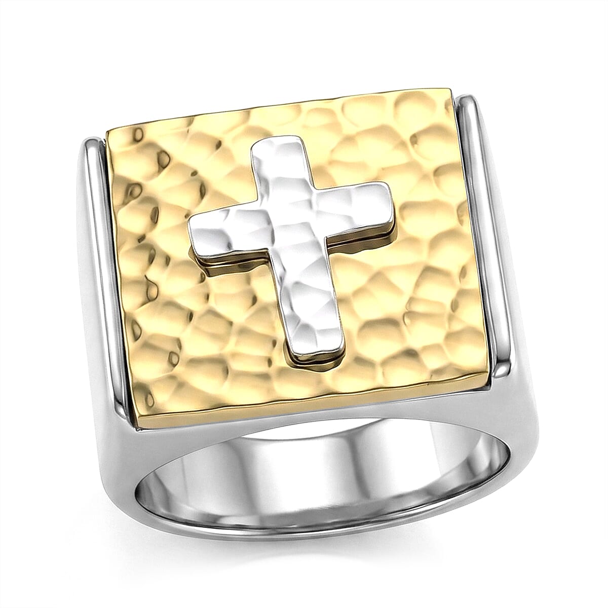 Cross Ring in ION Plated YG Stainless Steel (Size 10.0)