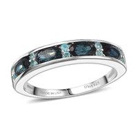 D'Joy AAA Monte Belo Indicolite, Paraiba Tourmaline Ring in Rhodium Over Sterling Silver (Size 10.0) 1.10 ctw