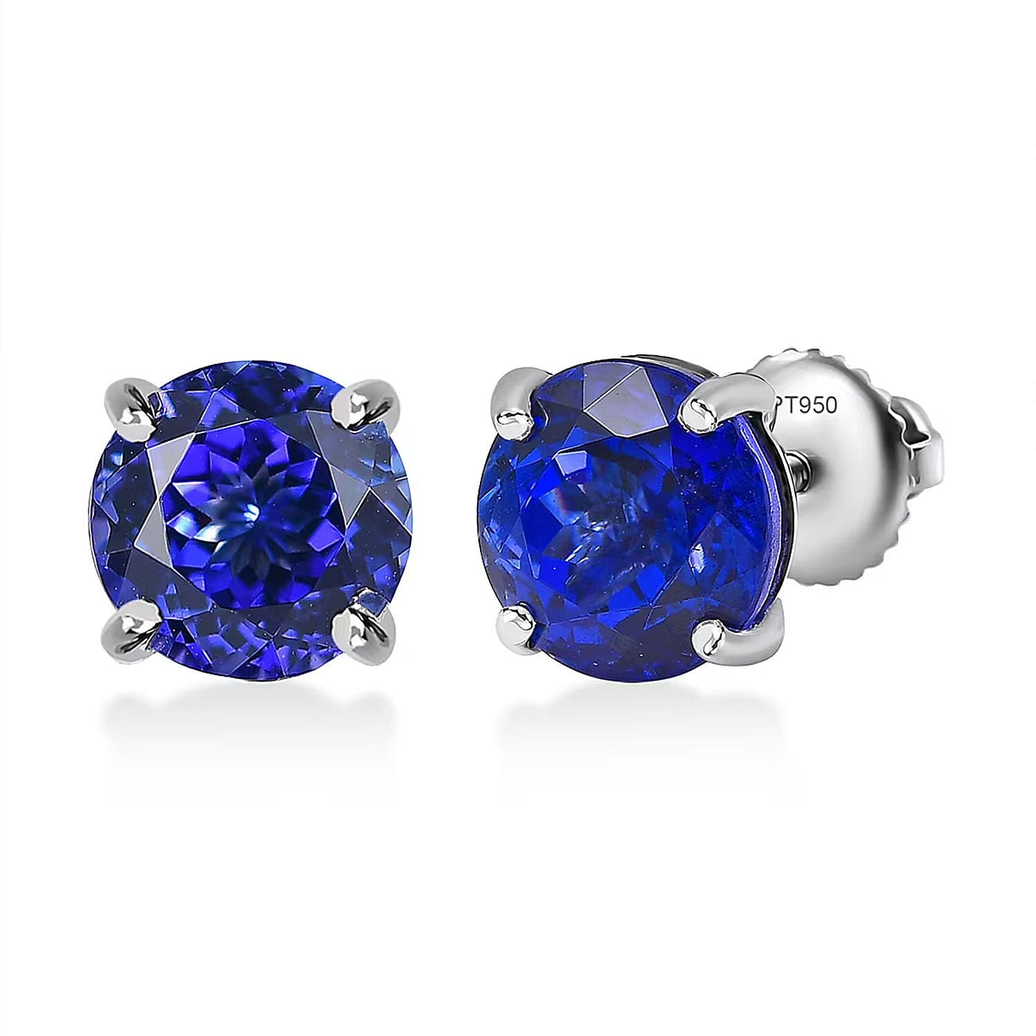 Rhapsody AAAA Tanzanite Solitaire Stud Earrings in 950 Platinum 5.50 ctw