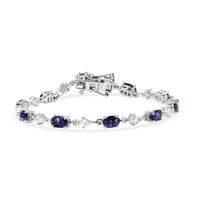 D'Joy Premium Catalina Iolite, White Zircon Bracelet in Rhodium Over Sterling Silver (6.50 In) 5.60 ctw