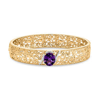 EverTrue Premium African Amethyst Bangle Bracelet in 18K YG Plated and Platinum Bond (7.50 In) 4.60 ctw