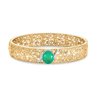 EverTrue Emeraldine Quartz (Triplet) 4.90 ctw Bangle Bracelet in 18K YG Plated and Platinum Bond (7.50 In)