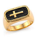 Cross Ring in Black Oxidized and ION Plated YG Stainless Steel (Size 10.0) - Sticky add to cart bar