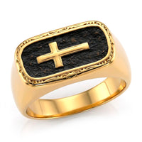 Cross Ring in Black Oxidized and ION Plated YG Stainless Steel (Size 10.0)