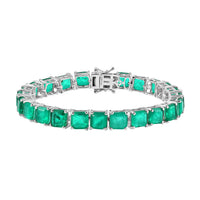 D'Joy Emeraldine Quartz (Triplet) 36.40 ctw Bracelet in Rhodium Over Sterling Silver (7.00 In)
