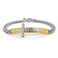 Hammered Cross Bracelet in ION Plated YG Stainless Steel (7.50-9.0In) - Sticky add to cart bar