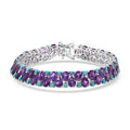 D'Joy African Amethyst, Lagoon Turquoise Tear of The Moon Bracelet in Rhodium Over Sterling Silver (6.50 In) 30.85 ctw - Sticky add to cart bar