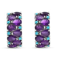 D'Joy African Amethyst and Lagoon Turquoise 12.10 ctw Tears of The Moon Earrings in Rhodium Over Sterling Silver - Sticky add to cart bar