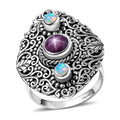 D'Joy Star Ruby, Ethiopian Welo Opal Ring in Sterling Silver (Size 10.0) 2.90 ctw - Sticky add to cart bar