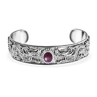 D'Joy Bali Legacy Star Ruby 5.00 ctw Dragon Bangle Bracelet in Sterling Silver (7.25 In)