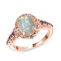 D'Joy Premium Ethiopian Welo Opal and Ouro Fino Rubellite Ring in 18K Vermeil Rose Gold Over Sterling Silver (Size 10) 1.44 ctw - Sticky add to cart bar