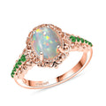 D'Joy Premium Ethiopian Welo Opal and Ouro Fino Rubellite Ring in 18K Vermeil Rose Gold Over Sterling Silver (Size 10) 1.44 ctw - Sticky add to cart bar