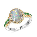 D'Joy Premium Ethiopian Welo Opal and Ouro Fino Rubellite Ring in 18K Vermeil Rose Gold Over Sterling Silver (Size 10) 1.44 ctw - Sticky add to cart bar