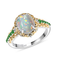 D'Joy Premium Ethiopian Welo Opal and Ouro Fino Rubellite Ring in 18K Vermeil Rose Gold Over Sterling Silver (Size 10) 1.44 ctw