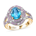Luxoro Premium Blue Apatite, Pink Sapphire and Diamond I2 Ring in 10K White Gold (Size 10) 3.46 ctw - Sticky add to cart bar