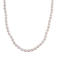 White Fresh Water Pearl Beaded Necklace (20 Inches) in Stainless Steel