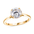 D'Joy Strontium Titanate Solitaire Ring in 18K Vermeil YG Over Sterling Silver (Size 10.0) 3.00 ctw - Sticky add to cart bar