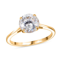 D'Joy Strontium Titanate Solitaire Ring in 18K Vermeil YG Over Sterling Silver (Size 10.0) 3.00 ctw