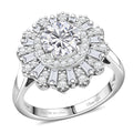 D'Joy Strontium Titanate, Moissanite Ring in Rhodium Over Sterling Silver (Size 10.0) 2.90 ctw - Sticky add to cart bar