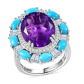 Doorbuster D'Joy African Amethyst, Multi Gemsotne Ring in Rhodium Over Sterling Silver (Size 10.0) 11.70 ctw - Sticky add to cart bar