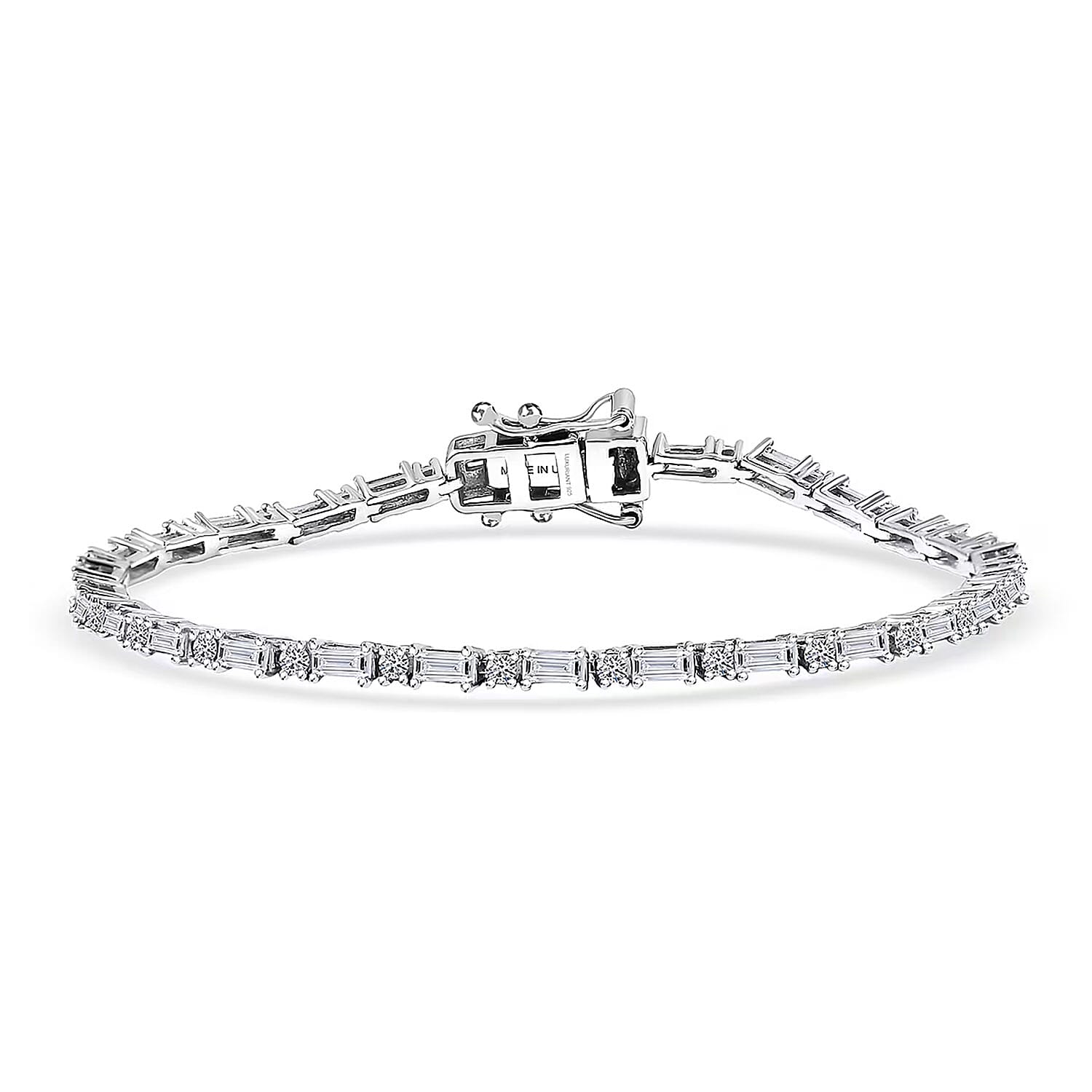 Luxuriant Lab Grown Diamond G-H SI 2.35 ctw Station Bracelet in Rhodium Over Sterling Silver (6.50 In)