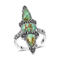 D'Joy Artisan Crafted Premium Royston Turquoise Ring in Black Oxidised Sterling Silver (Size 10.0) 4.80 ctw - Sticky add to cart bar