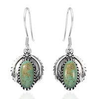 D'Joy Artisan Crafted Royston Turquoise Earrings in Oxidised Sterling Silver 2.60 ctw