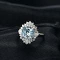 Doorbuster Certified & Appraised 10K White Gold AAA Mangoro Aquamarine, Luxuriant Diamond (G-H, SI) (0.57 cts) Ballerina Ring (Size 10.0) 3.27 ctw - Sticky add to cart bar