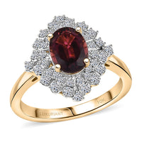 Doorbuster Certified & Appraised 10K Yellow Gold AAA Ouro Fino Rubellite, Luxuriant Diamond (G-H, SI) (0.36 cts) Floral Ring (Size 10.0) 1.66 ctw