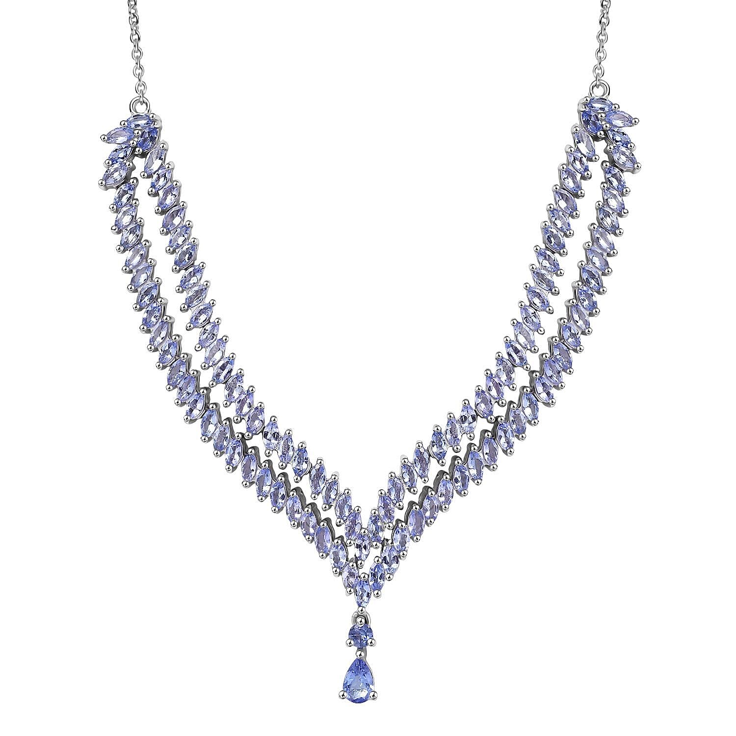 Doorbuster EverTrue Tanzanite Harmony of Elements Necklace (18-20 Inches) in Platinum Bond 7.65 ctw