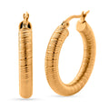 Classic Textured Hoop Earrings in ION Plated YG Stainless Steel - Sticky add to cart bar